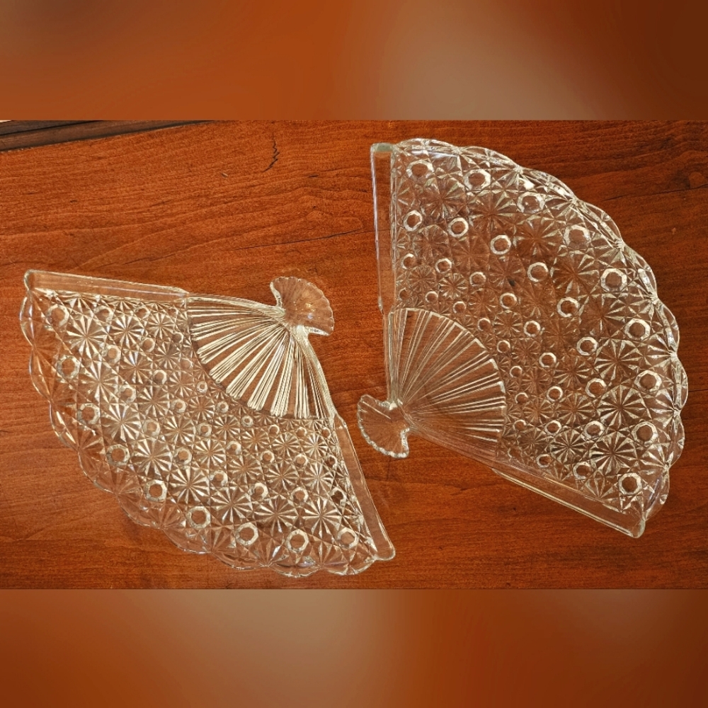 Vintage Glass Fan Trays